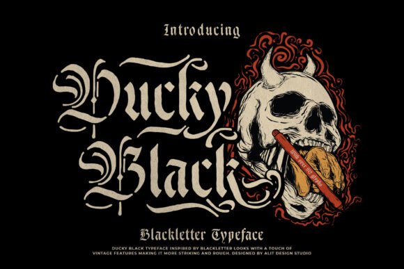 Ducky Black – A Vintage Blackletter Stencil Typeface